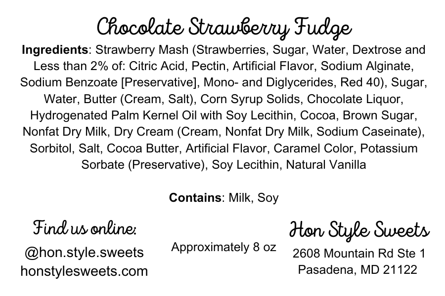Chocolate strawberry ingredient label