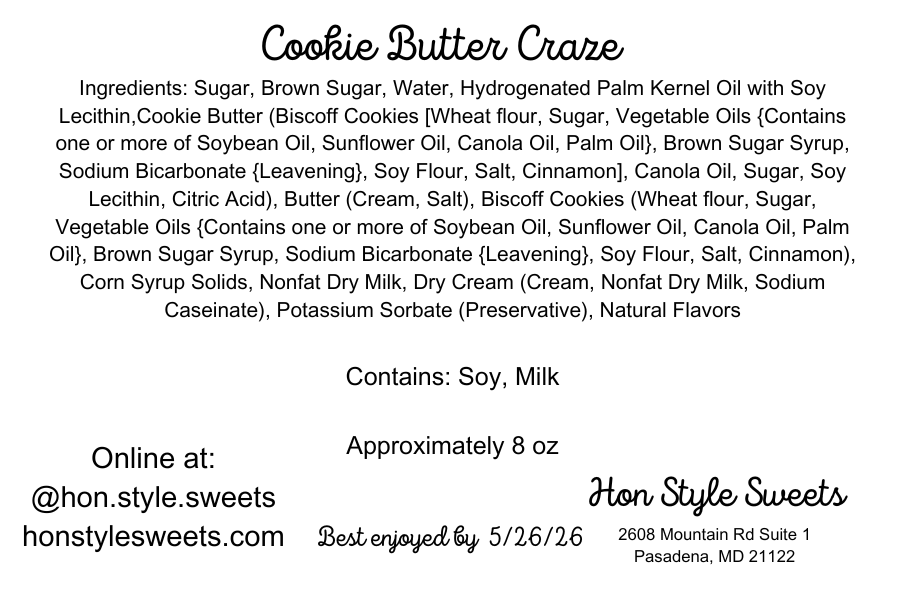Cookie butter craze ingredient labels