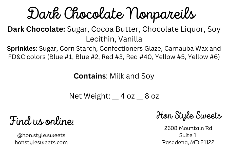 Dark Chocolate Nonpareils