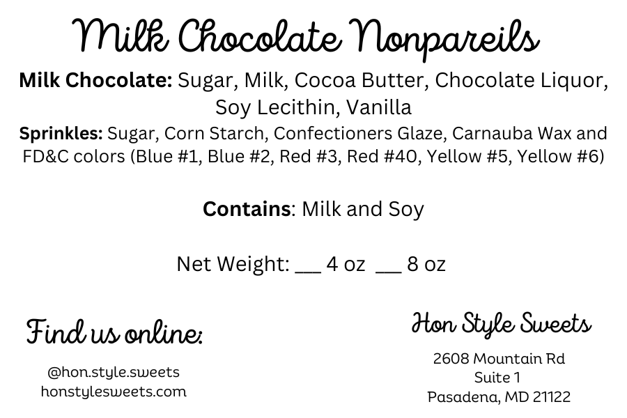 Milk Chocolate Nonpareils