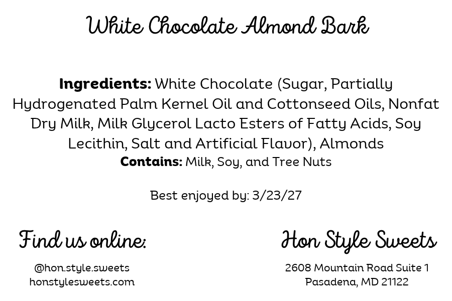 White Chocolate Almond Bark