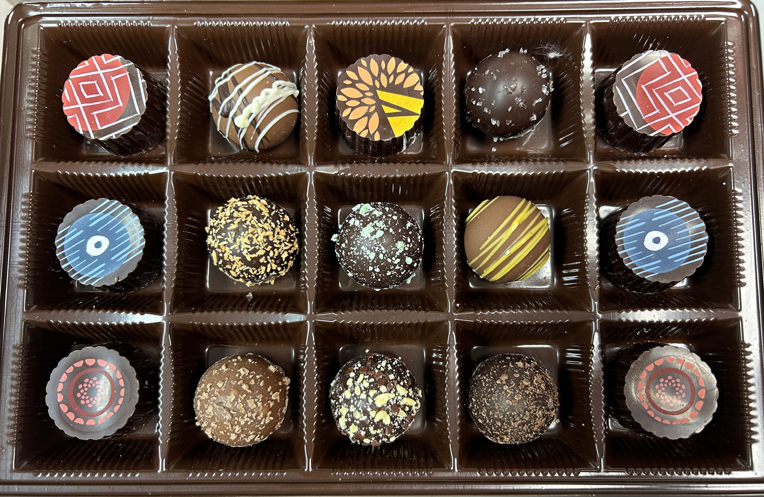 Box of truffles with multiple flavors
